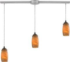 Favelita 3 Light Pendant In Satin Nickel and Honey Melon Glass