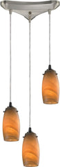 Favelita 3 Light Pendant In Satin Nickel and Honey Melon Glass