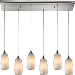 Favelita 6 Light Pendant In Satin Nickel and Cocoa Glass