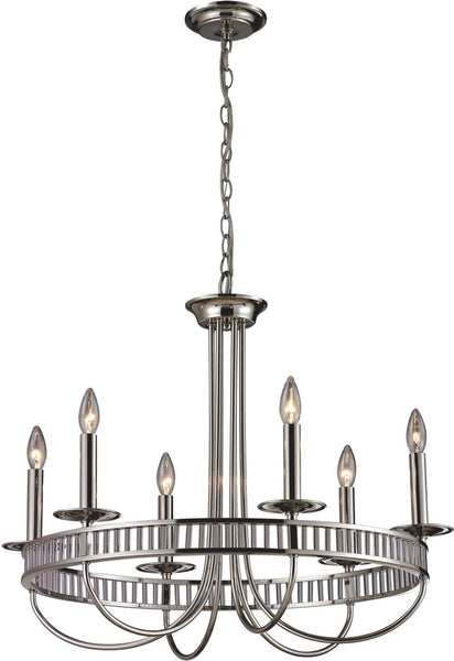 Braxton 6 Light Chandelier In Polished Nickel