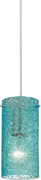 Ice Fragments 1 Light Pendant In Satin Nickel and Aqua Glass