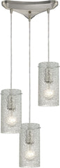 Ice Fragments 3 Light Pendant In Satin Nickel and Clear Glass