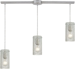 Ice Fragments 3 Light Pendant In Satin Nickel and Clear Glass