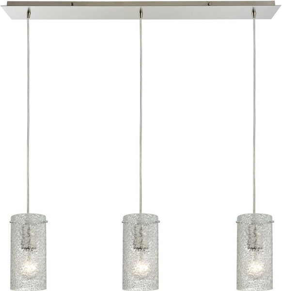 Ice Fragments 3 Light Linear Pendant In Satin Nickel