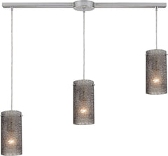 Ice Fragments 3 Light Pendant In Satin Nickel and Smoke Glass