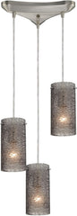 Ice Fragments 3 Light Pendant In Satin Nickel and Smoke Glass