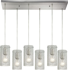 Ice Fragments 6 Light Pendant In Satin Nickel and Clear Glass