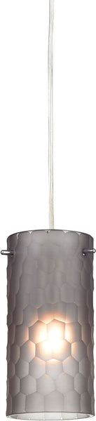 Synthesis 1 Light Pendant In Satin Nickel and Frosted Smoke Glass