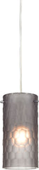 Synthesis 1 Light Pendant In Satin Nickel and Frosted Smoke Glass