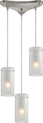 Synthesis 3 Light Pendant In Satin Nickel and Frosted Clear Glass