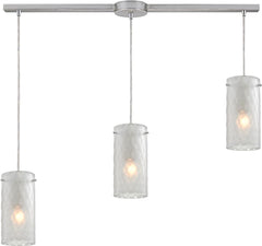 Synthesis 3 Light Pendant In Satin Nickel and Frosted Clear Glass