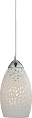 Etched Glass 1 Light Pendant In Polished Chrome and White Etched Glass