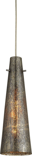 Rury 1 Light Pendant In Satin Nickel and Mercury Glass