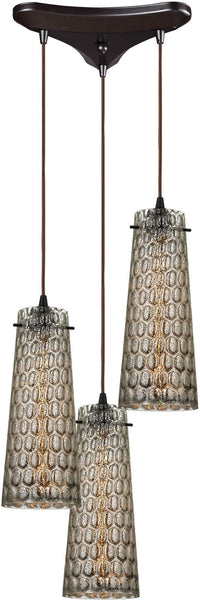 Jerard 3 Light Pendant In Oil Rubbed Bronze and Mercury Glass