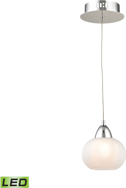 Ciotola 1 Light Led Pendant In Chrome With White Glass