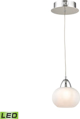 Ciotola 1 Light Led Pendant In Chrome With White Glass