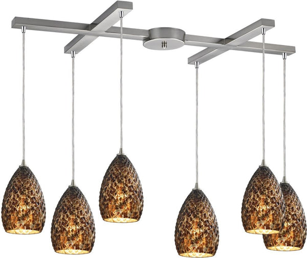 Geval 6 Light Pendant In Satin Nickel
