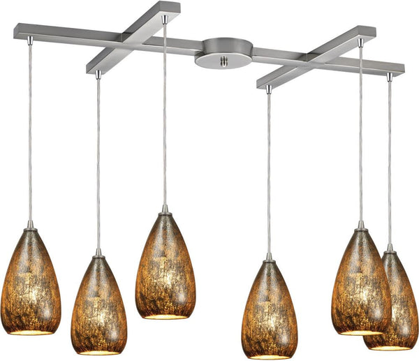 Karma 6 Light Pendant In Satin Nickel