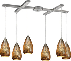 Karma 6 Light Pendant In Satin Nickel