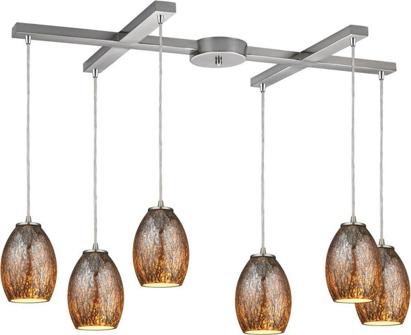 Venture 6 Light Pendant In Satin Nickel
