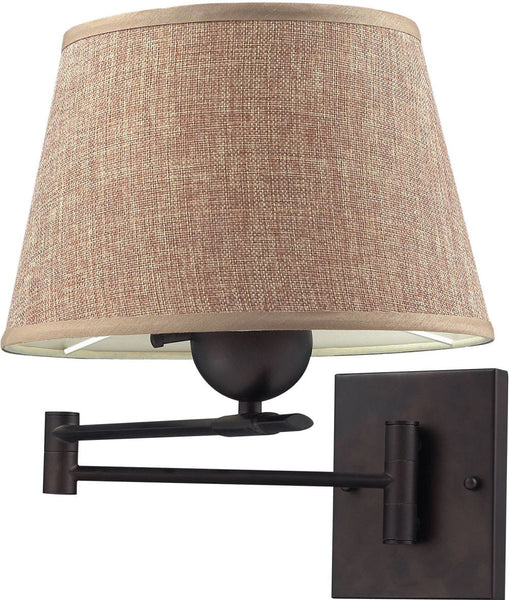 Swingarms 1 Light Swingarm Sconce In Aged Bronze With Tan Shade