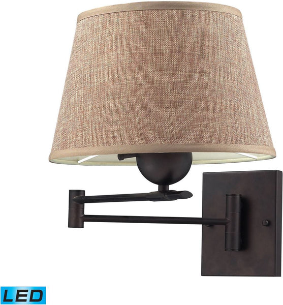 Swingarms 1 Light Led Swingarm Sconce In Aged Bronze With Tan Shade