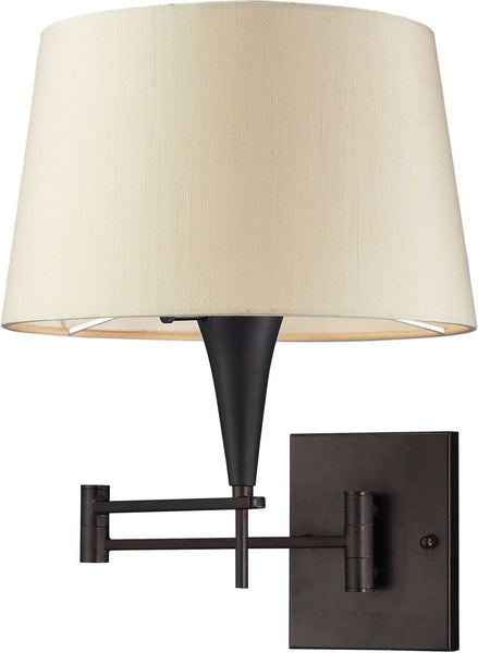Swingarms 1 Light Swingarm Sconce In Aged Bronze With Beige Shade
