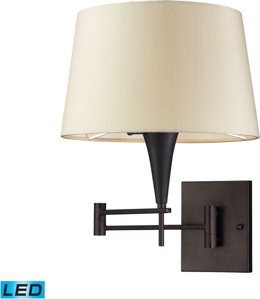 Swingarms 1 Light Led Swingarm Sconce In Aged Bronze With Beige Shade