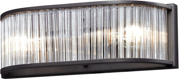 Braxton 2 Light Vanity In Aged Bronze and White Etched Glass