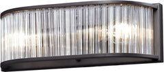 Braxton 2 Light Vanity In Aged Bronze and White Etched Glass