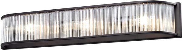 Braxton 3 Light Vanity In Aged Bronze and White Etched Glass