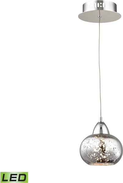 Ciotola 1 Light Led Pendant In Chrome With Mercury Glass