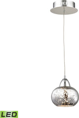 Ciotola 1 Light Led Pendant In Chrome With Mercury Glass