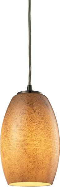 Andover 1 Light Pendant In Satin Nickel and Textured Beige Glass