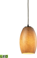 Andover 1 Light Led Pendant In Satin Nickel and Textured Beige Glass