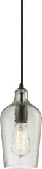 Hammered Glass 1 Light Pendant In Oil Rubbed Bronze and Clear Glass