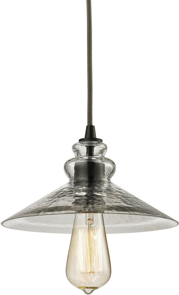 Hammered Glass 1 Light Pendant In Oil Rubbed Bronze