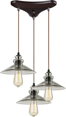 Hammered Glass 3 Light Pendant In Oil Rubbed Bronze