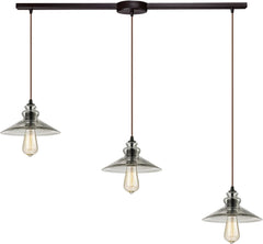 Hammered Glass 3 Light Pendant In Oil Rubbed Bronze