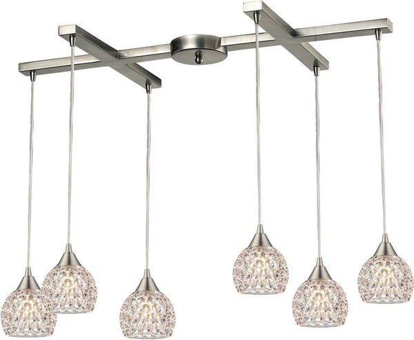 Kersey 6 Light Pendant In Satin Nickel