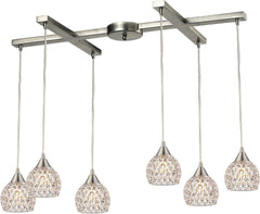Kersey 6 Light Pendant In Satin Nickel
