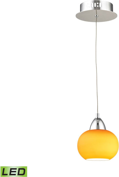 Ciotola 1 Light Led Pendant In Chrome With Yellow Glass