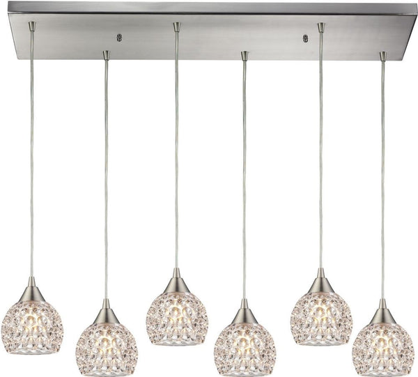 Kersey 6 Light Pendant In Satin Nickel