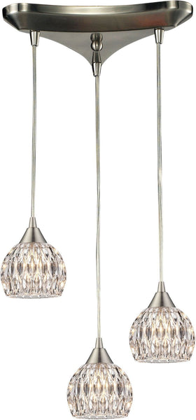 Kersey 3 Light Pendant In Satin Nickel