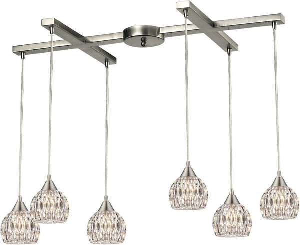 Kersey 6 Light Pendant In Satin Nickel