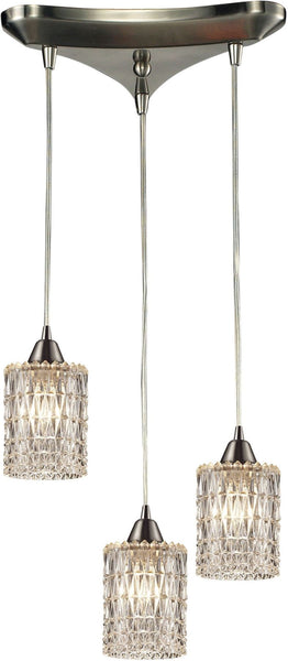 Kersey 3 Light Pendant In Satin Nickel