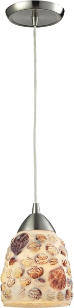 Shells 1 Light Pendant In Satin Nickel