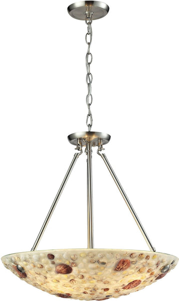 Shells 4 Light Pendant In Satin Nickel