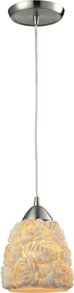 Shells 1 Light Pendant In Satin Nickel