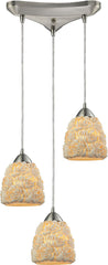 Shells 3 Light Pendant In Satin Nickel